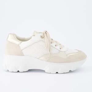 PAUL GREEN Mara Platform Sneaker In Beige Mineral combo. BRAND NEW.